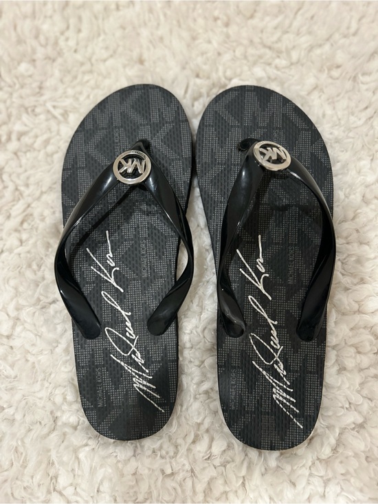 Michael Kors Shoes - Michael Kors Black Logo Jelly Flip Flops